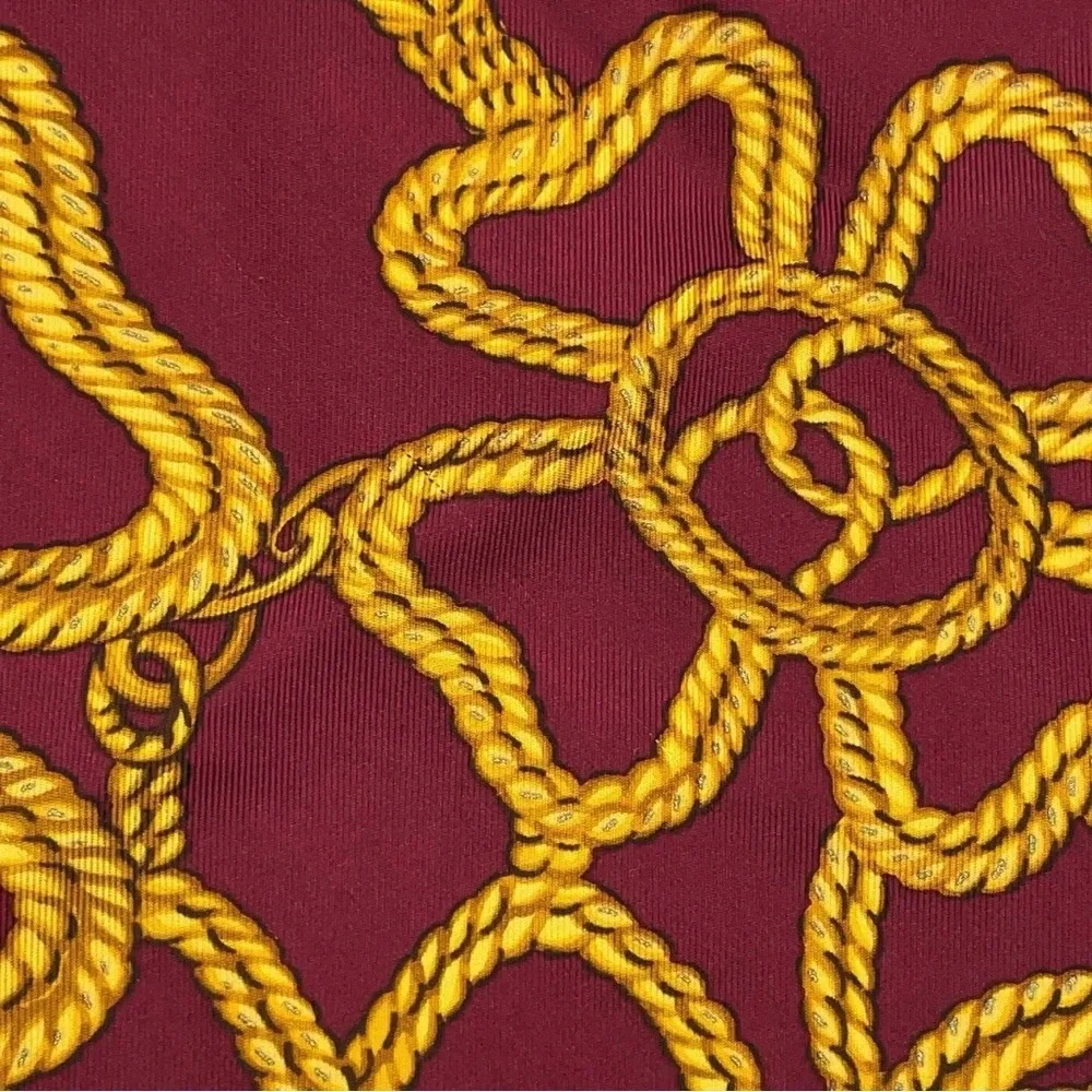 Auth Chanel gold chain and medallion design, Silk Scarf